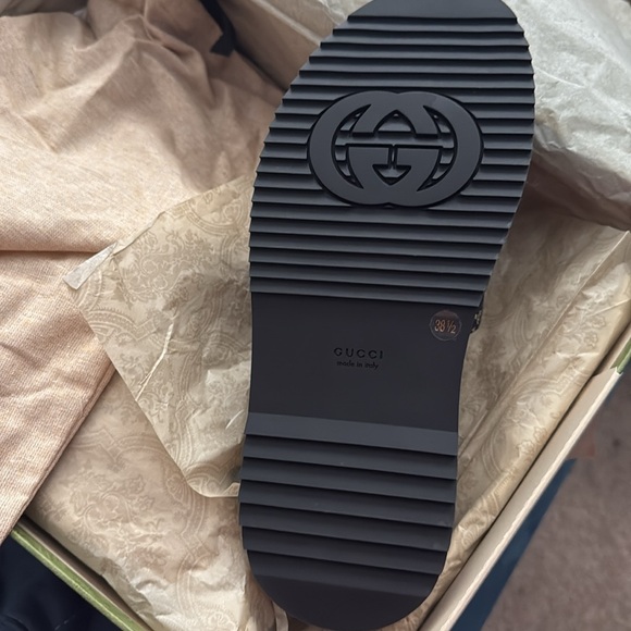 GUCCI SHOES GG SUPREME BLACK DENIM PLATFORM SLIDE SIZE 38.5 8.5 NEW - Picture 4 of 7